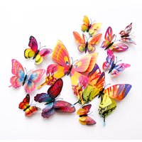Nowy styl 12 sztuk dwuwarstwowe naklejki ścienne 3D Butterfly Home Room Decor motyle do dekoracji ślubnych magnes naklejki na lodówkę