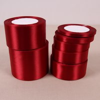 (25 Yards/Rolle) Weinrotes einseitiges Satinband Großhandel Geschenkverpackung Weihnachten Neujahr Bekleidung Nähen Stoff Geschenkband