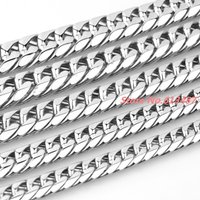 7-40"Customed Size 9/11/13/16/19/21mm Mens Jewelry 316L Stainless Steel Silver Color High Polished Cuban Chain Necklace
