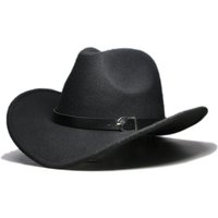 LUCKYLIANJI-Chapeau Western Cowboy en feutre de laine pour hommes et femmes, Fedora Trilby, Country Band, Jazz Cap, 54 cm, 57 cm, 61cm, Sister, Unisex