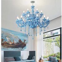 Modern Blue Chandelier Macaron E14 Pendant Children Bedroom Lamp Creative Fantasy Luminaire Stained Glass Lustre