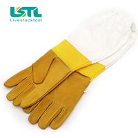 A Pair Beekeeper Protective Gloves Beekeeping Gloves Goatskin Bee Keeping Vented Long Sleeves Beekeeping Equipment