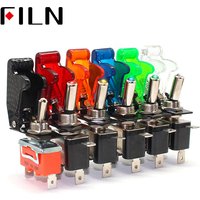 FILN Rocker switch Auto Car Boat Truck Illuminated Led Toggle Switch With Safety Aircraft Flip Up Cover Guard 12V20A ASW-07D