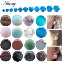 Alisouy 2PCS/Lot Stone Ear Plugs Gauges Earrings Ear Plug Flesh Tunnel Piercing Expander Ear Stretcher Body Piercing Jewelry