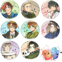 Axis Power HETALIA Anime badge Flower Italy France Russia UK USA German Japan China Badge Brooch Pins