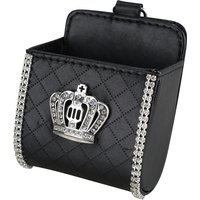 Diamond Crown Car Organizer Box Bag Air Vent Hanging Crystal Leather Universal Car Mobile Phone Holder Auto Interior Accessories