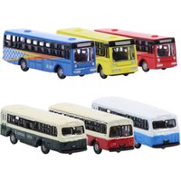 Evemodel 6pcs N Scale 1:160 Diecast Model Buses Mini Bus Train Layout Free Wheels BS150