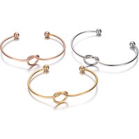 20Pcs/Lot Heart Knot Bangle Stainless Steel Open Cuff Wrist Bangles 2mm Thickness DIY Initial Letter Knot Banglle