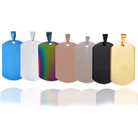 1Pc Military Army ID Wholesale 7 Colors Stainless Steel Name Blank Dog Tags Pendant Rectangle Necklace Jewelry
