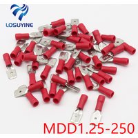 MDD1.25-250 male Insulated Spade Quick Connector Terminals Crimp Terminal AWG MDD1-250 100PCS/Pack MDD