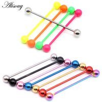1PC 1.6*38mm Long Stainless Steel Industrial Piercing Ear Cartilage Plug Tunnel Jewelry Earring Straight Ear Barbell Jewelry