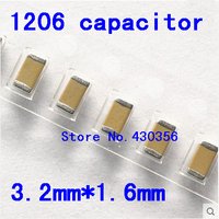 100pcs 1206 SMD capacitor 0.1uf 100nf 104K ±10% 50V