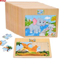 Gorąca sprzedaż 12/9 sztuk puzzle drewniane dzieci dziecko drewno kreskówka pojazd zwierzęta nauka zabawki edukacyjne dla dzieci prezent