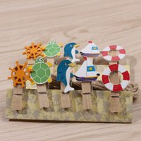 10pcs 35x7mm DIY Dolphin Ship Turtle Wood Clothes Pegs Clothespin Clips Office Party Decoration Accessories Photo Hanging Pegs