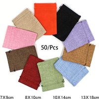 50Pcs/Lot Drawstring Natural Burlap Bag Jute Gift Bags Multi Size Jewelry Packaging Wedding Bags with Candy Bag Can Custom Logo