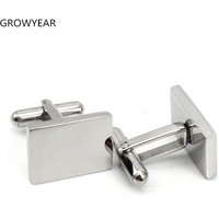 Blanks 316L Stainless Steel Cuff Links Men Shirt Accessory Classic Silver Color 1 Pair
