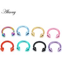Alisouy 1pc Stainless Steel Horseshoe Spike Nose Septum Rings Eyebrow Tragus Ear Rings Body Piercing Nariz Jewelry Piercing
