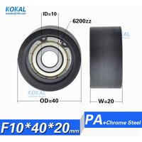 1PCS high loading 6200zz ball bearing coated with PA NYLON Fitness Equipment pulley inner diameter 10mm sliding wheel 40mm 4cm