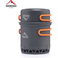 Widesea Camping Pot 1.3L 2.3L Cookware Outdoor Cooking Kettle Set Heat Cooker Travel Tableware Tourist Kitchen Utensil Equipment