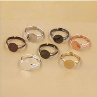 Onebeading Copper Fit 6 8 10 12mm Cabochons Flat Ring Tray Blank Setting Bezel Base For DIY Ring accessories 20pcs