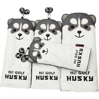 Lovely Husky Golf Driver Head Cover Cartoon Animal #1 #3 #5 #7 Woods PU Leather HeadCover Dustproof Covers