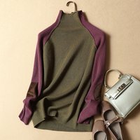 Nouveau Pull Femme 2026 – Blouse Unie Tendance Automne Hiver à Manches Longues et Col Semi-Montant – Pull Tricoté Féminin