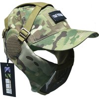 TAK YIYING Jagd faltbare Netzmaske mit Gehörschutz und Kappe für Airsoft Paintball Maske