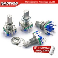 10pcs Half / Plum axis rotary encoder handle length 15mm / 20mm code switch / EC11 / digital potentiometer with switch 5Pin 3Pin