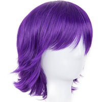 Short Purple Wig Fei-Show Synthetic Heat Resistant Fiber Wavy Hair Women Ladies' Costume Cartoon Role Cos-play Female Hairpiece