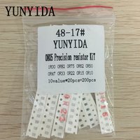 200PCS 1% 0805 SMD resistors assorted kit set ,10 valueX20pcs=200pcs 1R00 R820 R750 R620 R500 R470 R330 R220 R150 R100