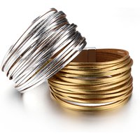 ALLYES Boho Leather Bracelets for Women Fashion 20 Strips Multilayer Wide Wrap Bracelet Female Jewelry Gifts