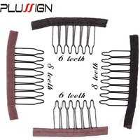 Plussign Wig Clips Combs 12 Pcs/Pack Wig Combs Hair Clips For Extensions Black Brown Color 6 8 Teeth