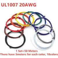 10 colors 50M UL1007 20AWG Wire Electronic Cable Jump Wire 1.8mm PVC Cable