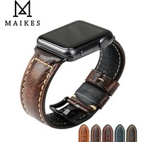 MAIKES Watch Bracelet For Apple Watch Band 45mm 44mm 40mm 41mm Series 9 8 7 6 SE 5 iWatch Vintage Oil Wax Leather Watch Strap