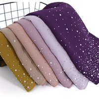New Plain Diamond Beads Bubble Chiffon Instant Hijab Shawls Solid Thick Head Wraps Foulard Sjaal Muslim Bonnet Cachecol 180*70Cm