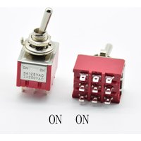 1 PC 9 Pins ON ON Red 9 Pins ON-OFF-ON 3/2 Position Mini Toggle Switch AC 5A/125V 2A/250V With Solder Terminal waterproof