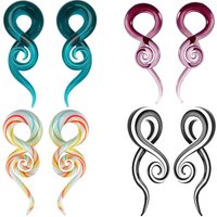 One Pair Pyrex Glass Ear Spiral Taper Gauge Ear Plug Stretching Expander Piercing Glass Gauge Body Jewelry Piercing