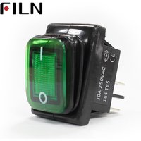 50pcs kcd4 heavy duty waterproof on off sliver contact point copper pin green red led lamp 220v 30A rocker switch