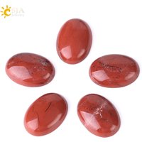 CSJA Oval Cabochon Beads Natural Red Jaspers Gem Stone Healing Jewelry Fittings for Women Men DIY Handcrafted Ring Necklace F525