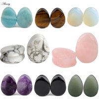 Alisouy 1 PC Natural Stone Teardrop Ear Plugs Tunnel Flesh Earrings Gauges Ear Expander Stretcher Fashion Body Piercings Jewelry