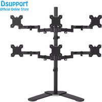 Six Arm LCD LED Monitor Stand Desk Mount Bracket Heavy Duty & Fully Adjustable 6 Screens 180 degree Pull Out Swivel Arm