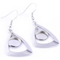10pcs 8mm 10mm Cabochon Earring Base with triangle frame Stainless Steel blank bezel trays diy hooks materials for making