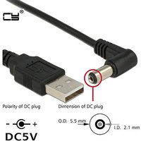1pcs USB Male to 5.5 mm x 2.1 mm 5.5*2.1 DC Barrel Jack Power Cable AC plug Transfer Connector Charger interface converter 1m 2m