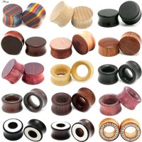 1PC Fashion Ear Plugs Wood Flesh Tunnels Saddle Ear Gauges 6mm-20mm Solid Hollow Body Piercing Jewelry For Men Women Expanders