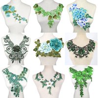 Green Lace Fabric Dress Applique Blouse Sewing Trims DIY Neckline Collar Costume Decoration Accessories