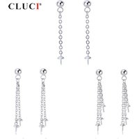 CLUCI Fashion Silver 925 Stud Pearl Earring Mounting for Women Wedding Sterling Silver Multiple Link Earrings Jewelry SE146SB