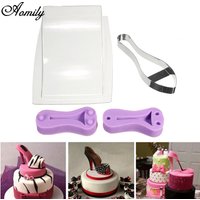 Aomily Silicone Stainless High Heel Fondant Cake Mould Kit Women Shoe Shape Chocolate Cookies Mold Birthday Party Cake Tools