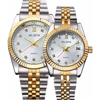 High Quality Watch Fashion Mens Watches Gold Stainless Steel Wristwatch Calendar Date Clock WLISTH Brand Luxury Women Waterproof