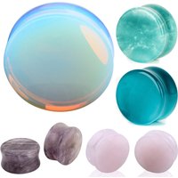 Ear Expander Ear Piercing 1 Pair of Opalite Stone Ear Plugs Tunnels Gauges Expander Body Piercing Jewelry