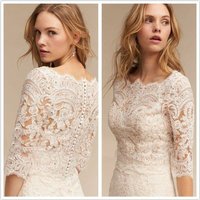 Vintage New Custom Made Lace Appliques 3/4 Sleeves Lace Bridal Bolero Jacket Shawl White/Ivory Wedding Jackets
